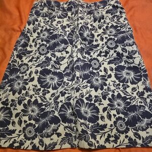 Eddie Bauer Black and White Floral A-Line Skirt